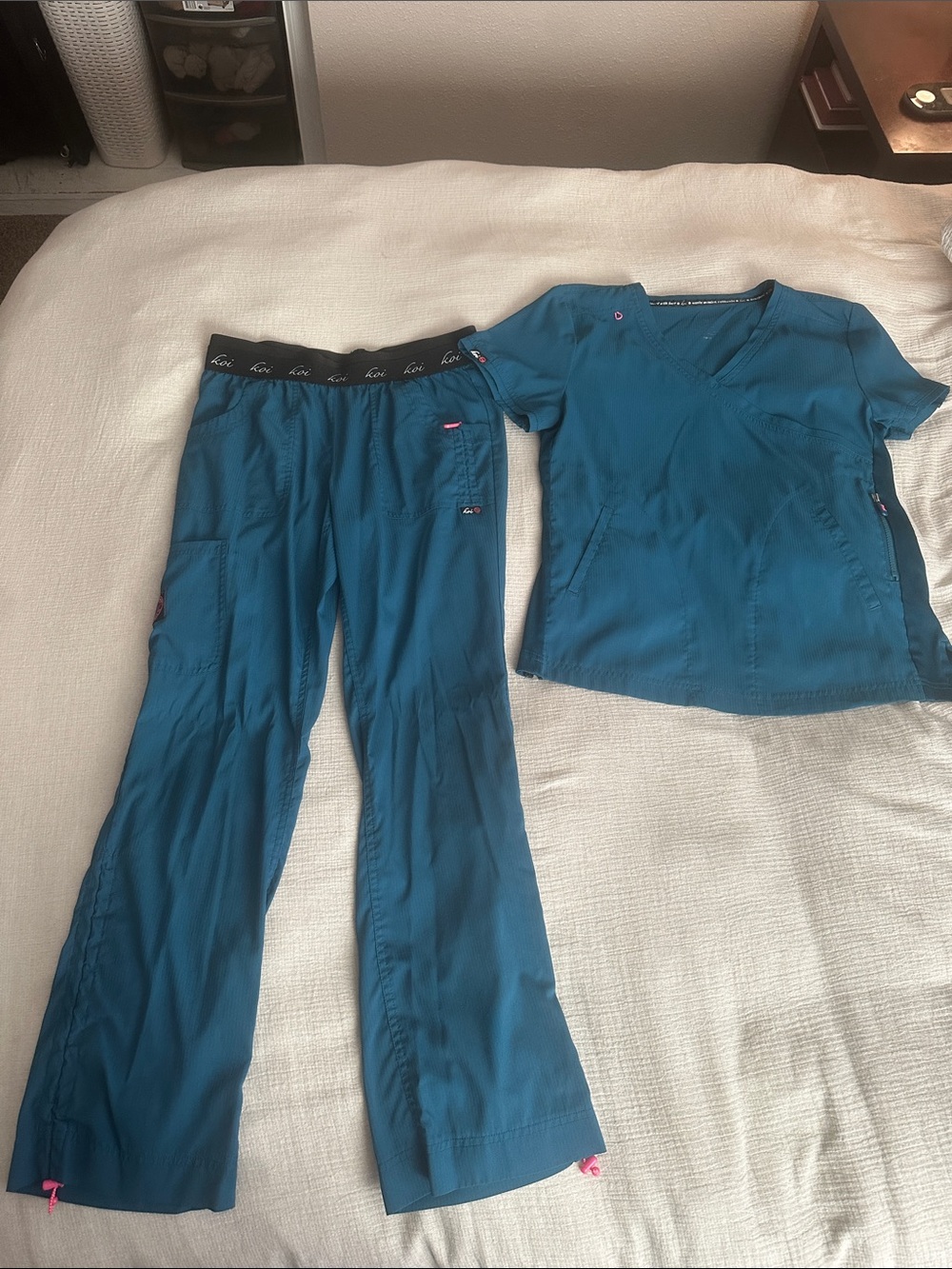 koi Teal Boot Cut Scrub Pants